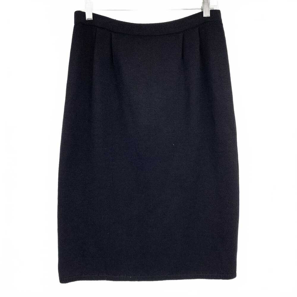 St. John Black Knit Midi Pencil Skirt | Regular 10